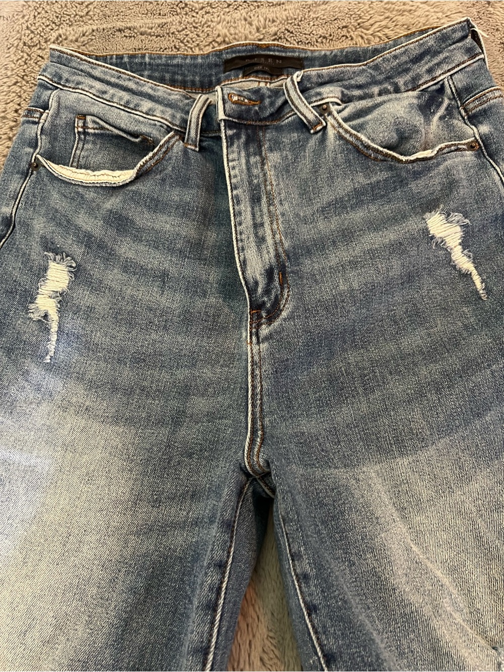 Risen Distressed Denim Shorts - Women's Blue - Picture 7 of 7